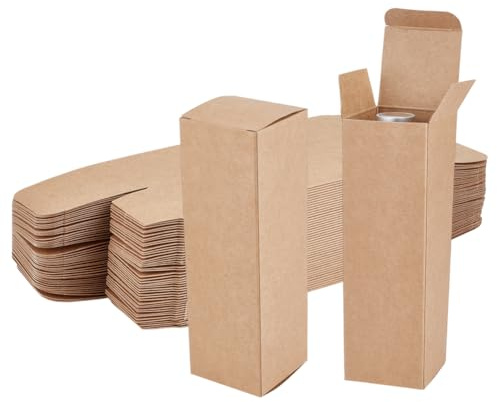 BENECREAT 50 Kraft kartong rektangulär presentförpackning i brunt kraftpapper med lock för godis smycken presentförpackning och festgåvor 5 x 5 x 16 cm