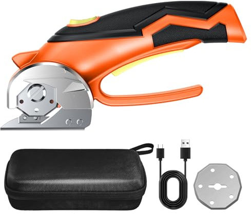Xpersoul Cardboard Cutter, Cordless Electric Scissors, Power Shears Box Cutter with a Replacement Blade, Rotary Cutter for Cardboard Packages Leather Plastic (Orange)