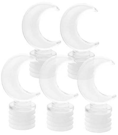 PACKOVE 5pièces Bouchon De Bouteille Forme De Lune Joint Pour Bouteille Huile Essentielle Fermeture Décorative Pour De Verre Lot De Couvercles Transparents