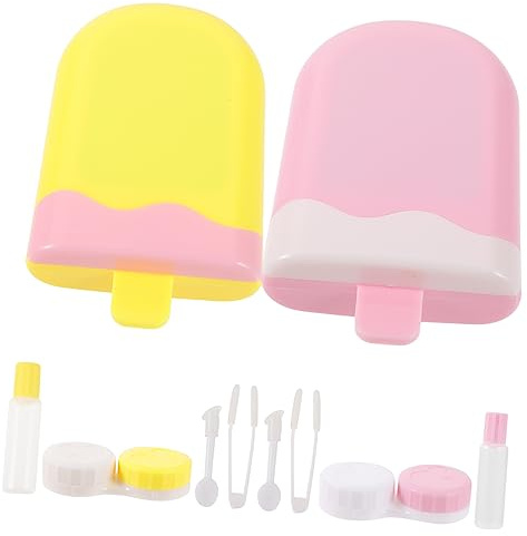 Vaguelly 2 Satz Tragbare Kontaktlinsenboxen Leicht und Kompakt in Eiscremeform aus Kunststoff als Kontaktlinsen Organizer Zufällige Farbe für Tasche oder Rucksack
