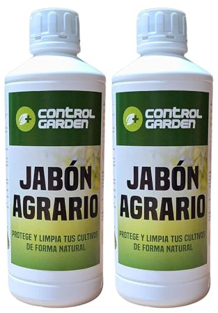 CONTROL GARDEN x2 Jabón Potásico Agrícola 1L Plantas | Jabón Agrario Potasio 100% Natural para Cultivos | Insecticida Protección frente Pulgón, Araña Roja, Mosca Blanca | Limpiador Orgánico de Malezas