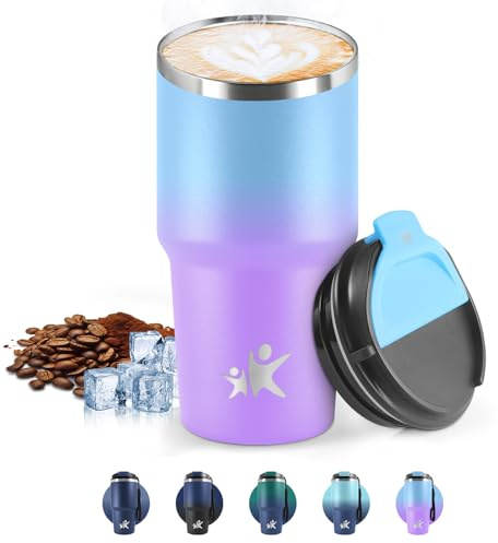 HoneyHolly Mug Isotherme 600 ML, Réutilisable, Tasse Isotherme pour Café, Acier Inoxydable 304, Emporter, Anti-fuite, Double Paroi, Étanche Gobelet de Voyage pour Café Chaud et Froid, Lait et Thé