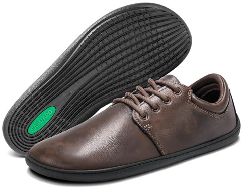 SAGUARO Zapatillas Barefoot Hombre Cuero Zapatos Minimalistas Antideslizantes Ligeros Calzado Descalzo para Casual Trabajo, Noble II, Marrón 44EU