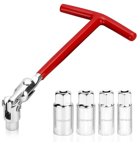 IIRC Zündkerzenschlüssel Set, 14mm, 16 mm, 18 mm, 21 mm Zündkerzenschlüssel, Universal T-Griff Zündkerzenschlüsselsatz für Auto und Motorrad