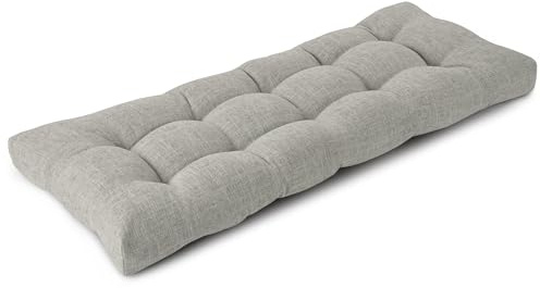 FlyGulls Bench Cushion for Indoor Furniture Soft Bench Seat Cushion for Dining, Piano Benches and Window Seats Tufted Chair Pads with Non-Slip Backing 42X17X3/106X43X8 cm (1, Light Grey)