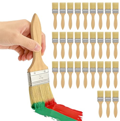 30 Pezzi Pennello Per Legno Larghezza Ghiera 50mm Pennelli Per Vernice, Pennelli Pittura, Pennellis Da Pittore Con Manico In Legno per Vernici, Pareti Acriliche Su Legno, Smalti, Oli