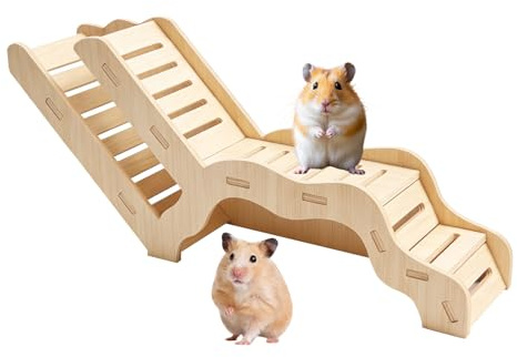 Hamsterhaus aus Holz,Hamster Versteck und Tunnel,Hamster Zubehör mit Kletterleiter,Vielseitiges Erkundungssystem für Hamster,Zwerghamster,Rennmäuse und Degus,Klettergerüst und Spielhaus für Nager