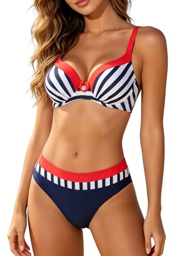 Tankini estivo push-up con ferretto per donna, reggiseno a balconcino con coppe imbottite e stampa floreale, costume intero a due pezzi per spiaggia e piscina, taglie forti disponibili fino a XXXL