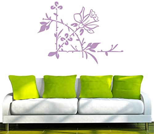 PEMA Indigos UG - Wandtattoo Wohnzimmer - Wandaufkleber hervorragende Tulpe mit Blättchen und Blüten 160x117 cm - Flieder f124 - Aufkleber Kinderzimmer Schlafzimmer Küche Badezimmer Büro Dekoration