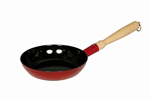 Riess, 0563-019, Holzknechtpfanne 20, CLASSIC - COLOR ROT, Durchmesser 20 cm, Höhe 3.9 cm, Emaille, mit Holzgriff und Ring zum Aufhängen, Emaille, rot/schwarz, Induktion