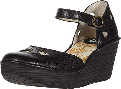 Fly London Yuna Women's Wedge Sandals - Black (Black), 6 UK (39 EU)