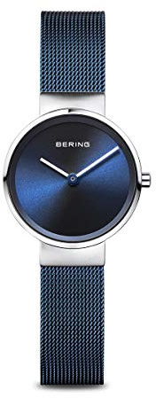 Bering Damen Quarz Uhr | Armbanduhr 26 mm Edelstahlgehäuse und Zifferblatt | Milanaisearmband | Saphierglas | 3 ATM | 14526