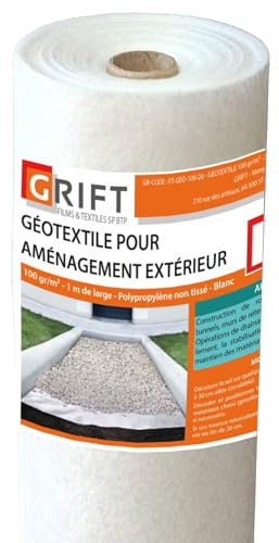 GRIFT - Géotextile 20 m², 100 gr/m², 1m x 20m