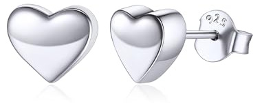 ChicSilver Sterling Silver Heart Earrings for Women Hypoallergenic Minimalist Heart Stud Earrings Sterling Silver Stud Earrings for Sensitive Ear 7MM