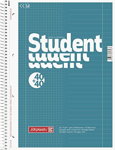 Brunnen 1067974 Notizblock/Collegeblock Student Duo (A4 liniert (Lineatur 27, Lineatur 28) 70 g/m²) (20, A4)