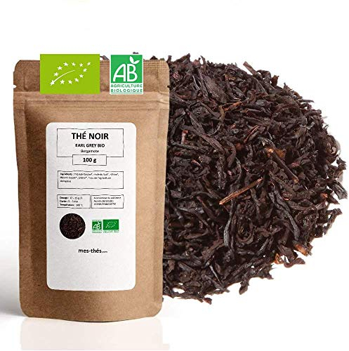 Thé Noir Bio Earl Grey Bergamote - 100g (40 tasses) - Thé en vrac 100% Agriculture Biologique - Mes-Thés