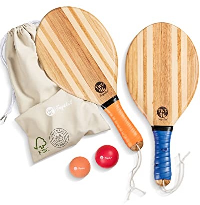 two46 Frescobol - Premium Beachball Set aus Holz | Handgefertigt & Langlebig | TESTSIEGER 2024 | inkl. Anfängerball & Tasche | Perfekte Geschenkidee | Der Trendsport aus Brasilien