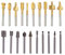 HSS Router Hartmetall Gravur-Bits und Fräser-Bit-Set, 3 mm Schaft für Dremel Proxxon Rotary Tools Zubehör für DIY Holzbearbeitung, Schnitzen, Gravieren, Bohren, goldfarben