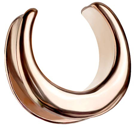 Halbrunder Flesh Tunnel Ohr Plug Piercing Sattel Spreader Halbrund Creole Stretcher Ohrring Ohrpiercing Stahl Tribal Rosegold 22mm