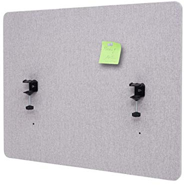 Mendler Akustik-Tischtrennwand HWC-G75 Stoff/Textil - 60x75cm grau | Büro-Sichtschutz, Schreibtisch, Pinnwand, doppelwandig