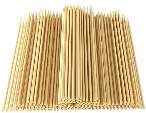 Natural Bamboo Skewers Wooden Barbecue Sticks for BBQ Roast Kabab Grill Chicken Tikka Fruit Salad (100 Sticks, 8 Inch)