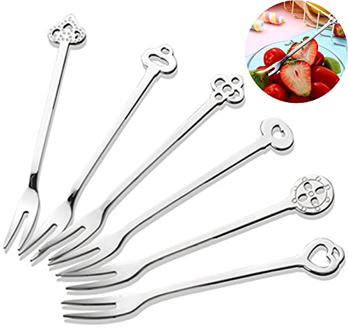 6 Stück Edelstahl Obst Gabeln Dessert Gabel Set Wiederverwendbare Obstgabel Salat Gabeln Benutzt für Cocktails Partys Restaurants Cafés Bars Meeresfrüchte Cocktails Desserts
