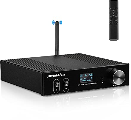AIYIMA D03 Bluetooth 5.0 150W x 2 Stereo HiFi 2.1 CH Sound Digital Amplificador Amplificador 24 bit / 192KHz Classe D Amplificatore di potenza USB DAC COAXIAL OTTICO OLED APTX Subwoofer Subwoofer