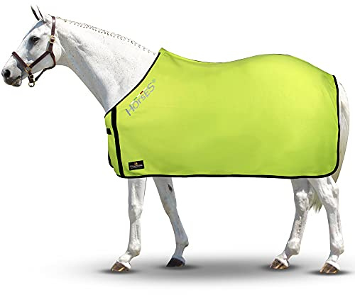 Horses, Manta Polar Para Caballos, Modelo Basic, Suave y Confortable, Ideal Para Transporte y Después del Trabajo (amarillo canarino - 135 cm)