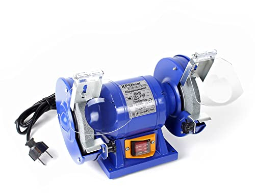 Wiltec Doppelschleifer 150 W, Schleifmaschine mit 2 Schleifscheiben je Ø 125 mm, Schleifgerät mit 2950 U/min, Schleifer für Grob- und Feinschliff