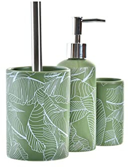 DKD Home Decor Set de baño de la Marca, Color Verde, de Polipropileno (44 x 46 x 36 centímetros)