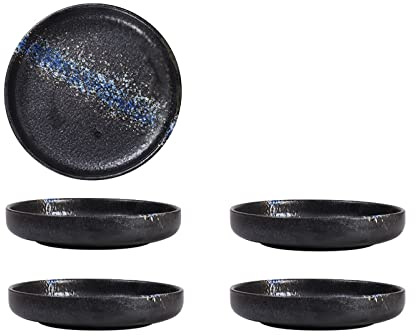 Lot De 4 Assiettes Plates, La Surface Vitrée Est Lisse Et Facile À Nettoyer, Convient Pour Servir Des Pâtes, Des Salades, Des Plats,Noir,8in