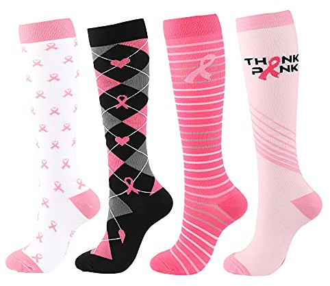Linghe 4 Paar Kompressionsstrümpfe für Damen Herren, Kompressionssocken, Stützstrümpfe, Thrombosestrümpfe sind die beste Unterstützung für Sport, Laufen