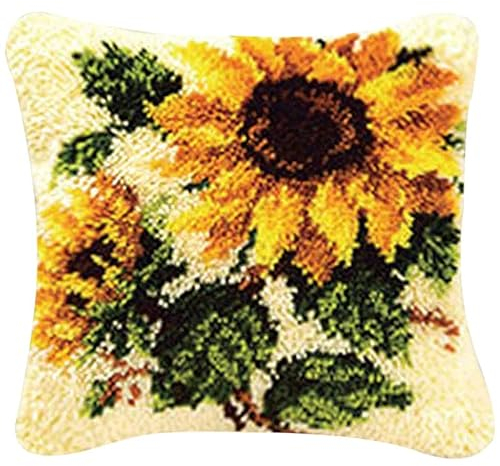 FANKXIUXI Knüpfkissen Set mit DIY Latch Hook Kissen Kit Eulenmuster,Knüpfteppich Für Kinder 43cm×43cm (A18)