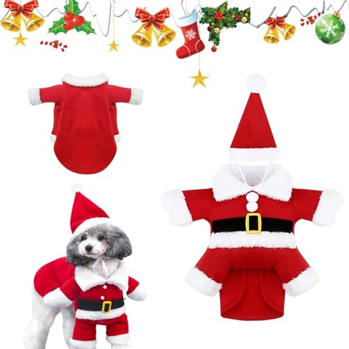 Kleidung für Haustiere Weihnachtsmann, Hundekostüme Weihnachten, Haustier Weihnachtskostüm, Katze Hund Weihnachtskostüm mit Mütze Weihnachtsmann, Für Christmas Party Cute Cats and Dogs Kostüm