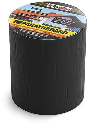 Isolbau Butyl Reparaturband - Schwarz, 150 mm x 10 m - Abdichtungsband für Dach, Loch, Rohr, Wohnmobile - Wasserdichter Schutz gegen Korrosion Witterung & UV-Bestrahlung - Selbstklebende Klebeband