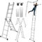 Izrielar 5.8M Mehrzweckleiter 7 in1 Aluminium Multifunktionsleiter, 4x5 Sprossen Multifunktionsleiter mit 2 Gerüstplatten und 2 Rollen, Klappleiter Arbeitsleiter Haushaltsleiter,bis 150 kg, Silber