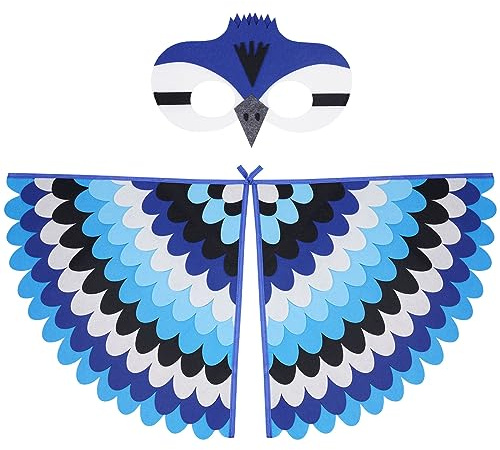 URAQT Alas Disfraz Pajaro Niños, 2pcs Disfraz Niña y Niños con Mascara y Alas de Pajaro, Capa Ropa Pajarito de Fieltro de 3 a 8 Años, Disfraces para Halloween Navidad Cosplay Carnaval Fiesta