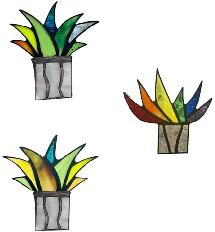 YEZILUU 2 combinazioni, 3 combinate, in vetro colorato di agave (senza vasi) per controsoffitti, decorazioni per interni, regali per gli amanti delle piante (confezione da 3)