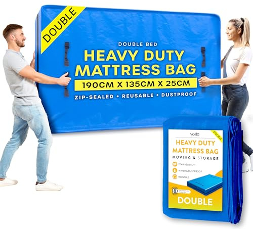 Double Size Mattress Bag for Moving - Reusable Waterproof Mattress Cover, Heavy Duty Mattress Bag for Storage and Protecting Beds from Stains, Dust, and Pests - (150gsm)