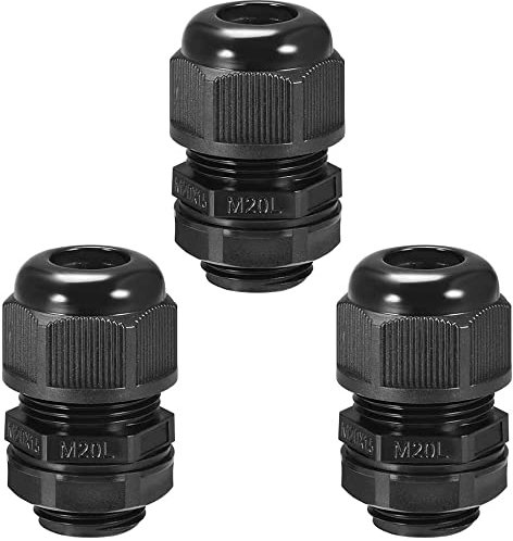 XYWHPGV M20 Kabelverschraubung 5 mm x 10 mm Drahtloch Wasserdichtes Nylongelenk Einstellbare Kontermutter mit Unterlegscheibe, 3 Stück(11de8 548b2 9f78e fb539 178c2 cb3c5