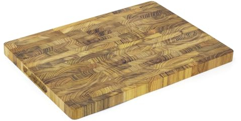 Large Teak End Grain Chopping Board | End Grain Butcher Block Rectangular Cutting Board | Traditional Wooden Cutting Board Teak Endgrain Board 42x30cm