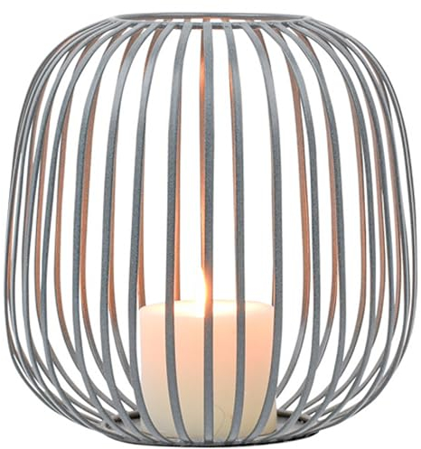 Marrakesch Skandinavische Deko Teelichthalter rund aus Metall Draht 28cm groß grau | Windlicht Salio als Frühling Wohnzimmer Tisch Deko | Exquisite Kerzenständer für Teelichter als Dekoration