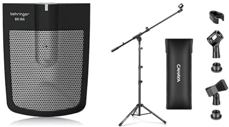 Behringer BA 19A Micrófono de Superficie de Condensador para Aplicaciones de Instrumentos & CAHAYA Soporte de Micrófono con Brazo con Dos Pinzas para Microfonos Pie de Micrófono Plegable