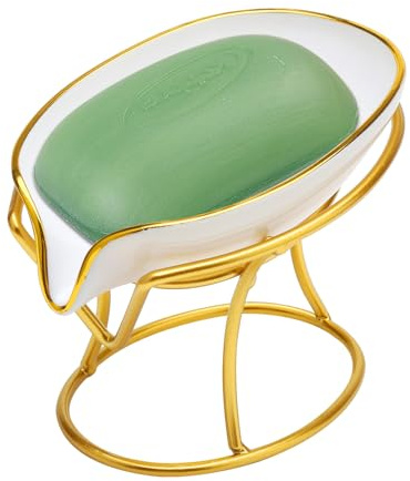 Seifenschale mit Ablauf, Seifenhalter Dusche Seifenablage, Blattform Seifenablage Vintage, Hausdekoration ür Küche, Bad, Dusche, Waschbecken(Weiß)