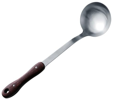 Cabilock Edelstahl Pfannenwender und Suppenkelle mit Wärmeisoliertem Holzgriff Glatte Kanten Verstärkte Konstruktion Küchenutensilien für Kochen und Servieren