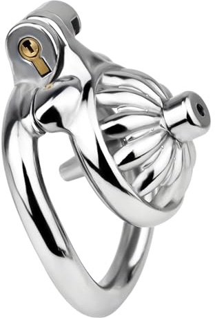 Buntune Edelstahl Keuschheitskäfig Set mit Metall Harnröhren Dilator Extrem Keuschheitsgürtel für Herren BDSM Penis Bondage 3D Klein Chastity Cage Sex Spielzeug für die Männer (Ring-45MM)