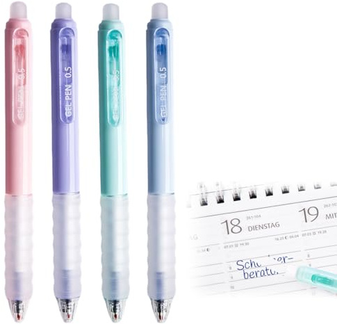 LQIOACU 4 Pièces Stylo Effaçable Gel, Bleu 0,5 mm