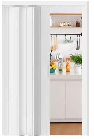 PVC-Ziehharmonikatür für Waschküche, Speisekammer, Schrank, Trennwand, 203,2 cm Höhe, Schiebe-Akkordeon-Tor, aufrollbarer Bildschirm, 200,7 x 203,2 cm