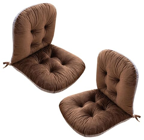 Stulhkissen, Kissen für Rattansessel Outdoor Auflage Sitzkissen, Rattanmöbel 2 Stück Stuhlkissen mit Rückenteil Sitz, Rückenkissen mit Bänder, Niedriglehner Auflage Polsterauflage(Color:Brown）