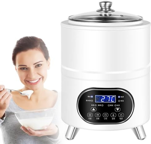 HNBYLMM Commercial Yogurt Fermentation Machine, Automatic LCD Digital Yoghurt Maker Machine, with Time and Temperature Control, Portable Electric Yogurt Maker for Yogurt, Cheese, Natto,White-8L